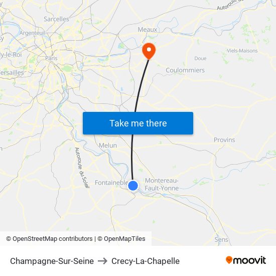 Champagne-Sur-Seine to Crecy-La-Chapelle map