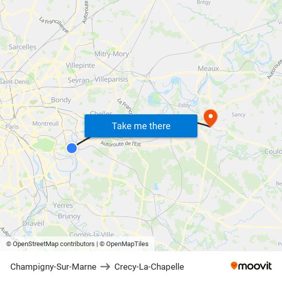 Champigny-Sur-Marne to Crecy-La-Chapelle map