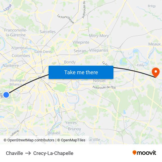 Chaville to Crecy-La-Chapelle map