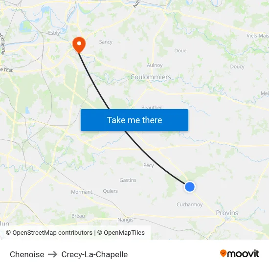 Chenoise to Crecy-La-Chapelle map