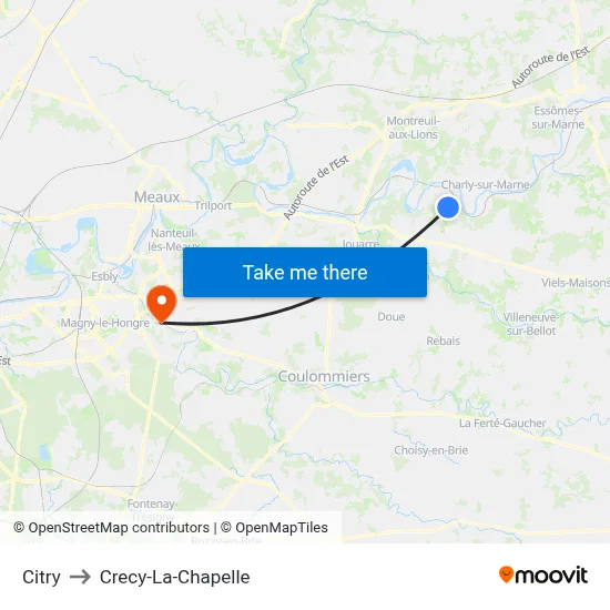 Citry to Crecy-La-Chapelle map