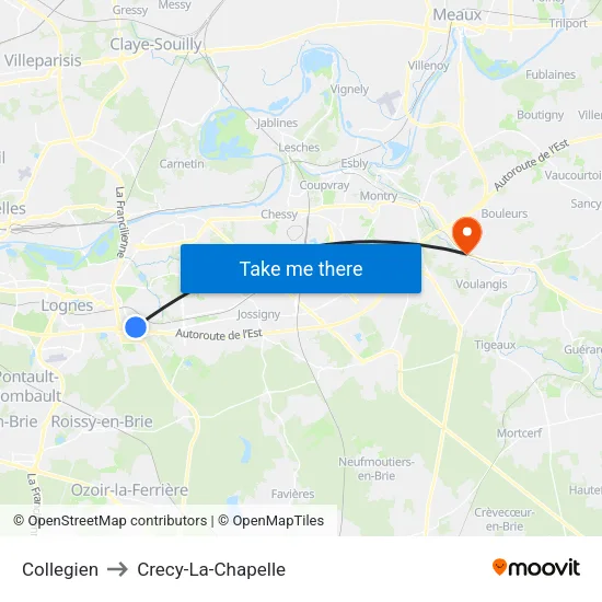 Collegien to Crecy-La-Chapelle map