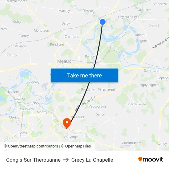 Congis-Sur-Therouanne to Crecy-La-Chapelle map