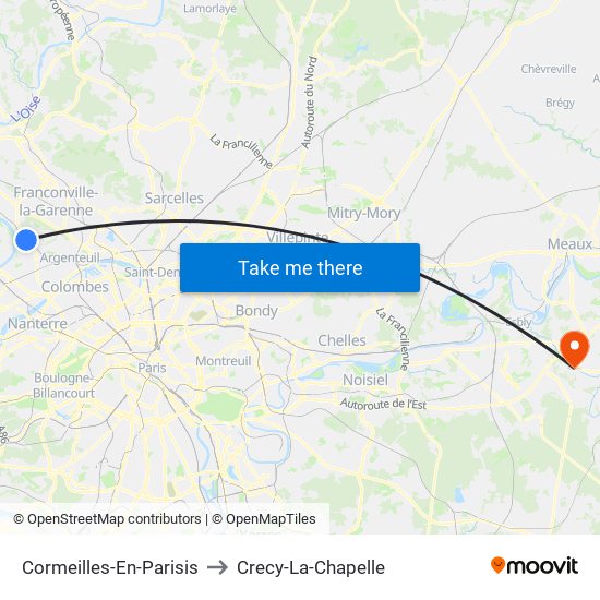 Cormeilles-En-Parisis to Crecy-La-Chapelle map