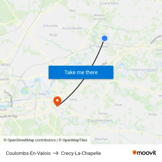 Coulombs-En-Valois to Crecy-La-Chapelle map