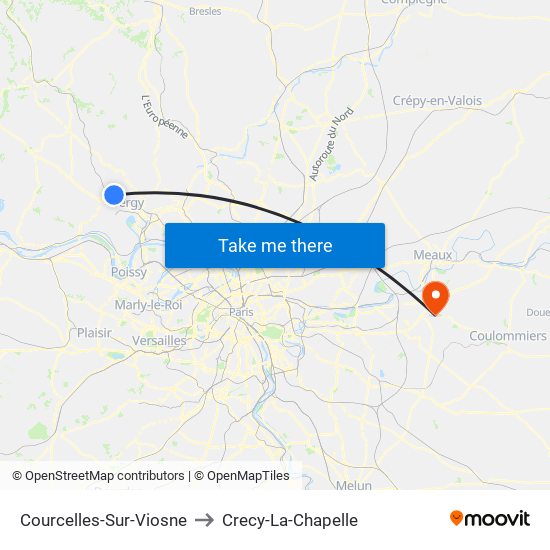 Courcelles-Sur-Viosne to Crecy-La-Chapelle map