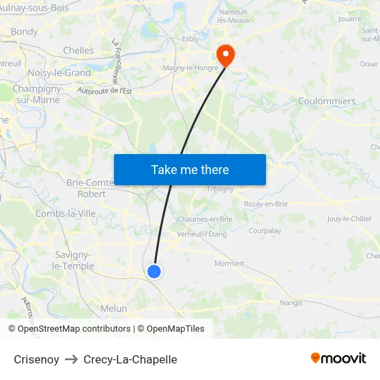 Crisenoy to Crecy-La-Chapelle map