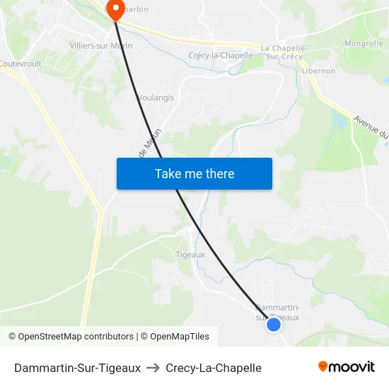 Dammartin-Sur-Tigeaux to Crecy-La-Chapelle map
