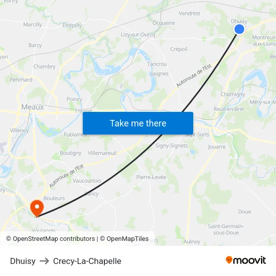 Dhuisy to Crecy-La-Chapelle map