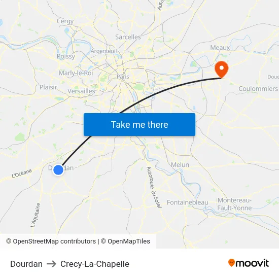 Dourdan to Crecy-La-Chapelle map