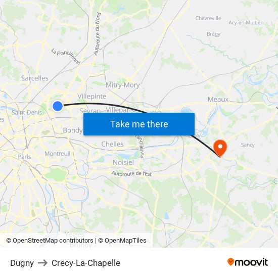 Dugny to Crecy-La-Chapelle map