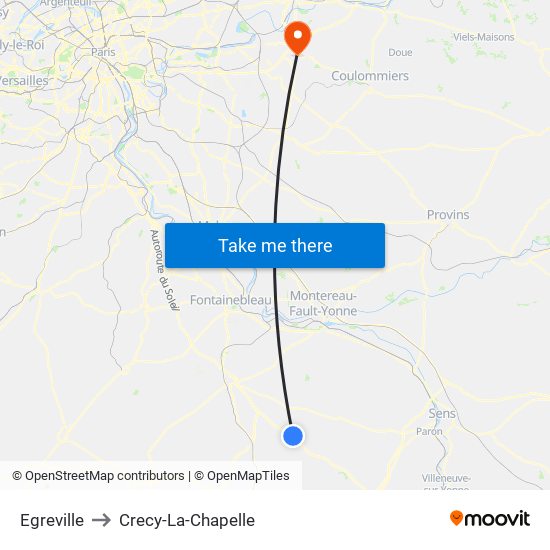 Egreville to Crecy-La-Chapelle map