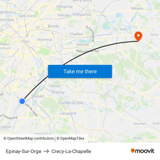 Epinay-Sur-Orge to Crecy-La-Chapelle map