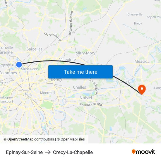 Epinay-Sur-Seine to Crecy-La-Chapelle map