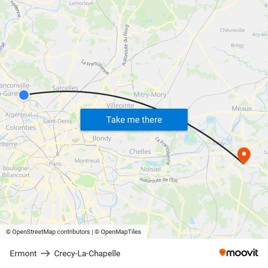 Ermont to Crecy-La-Chapelle map
