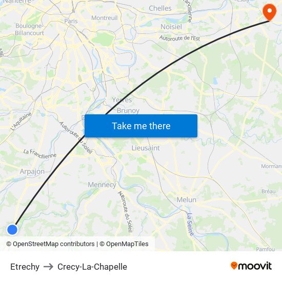 Etrechy to Crecy-La-Chapelle map