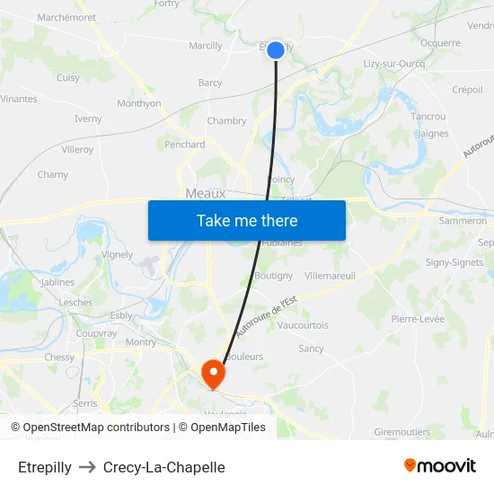 Etrepilly to Crecy-La-Chapelle map