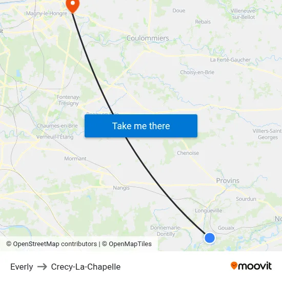 Everly to Crecy-La-Chapelle map