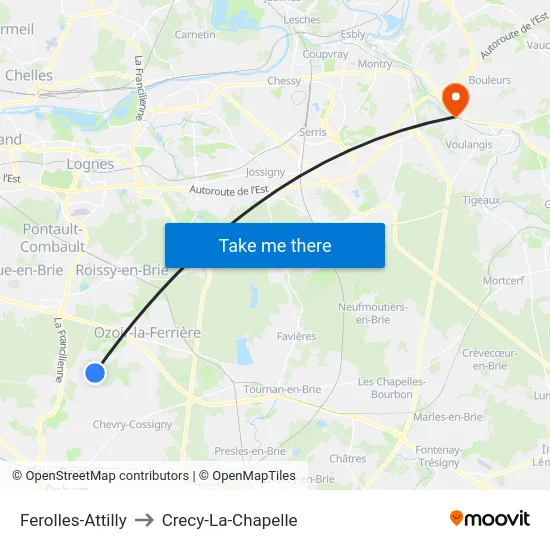 Ferolles-Attilly to Crecy-La-Chapelle map