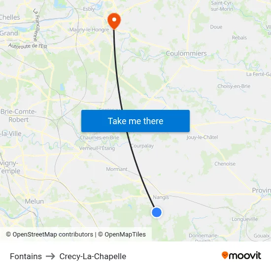 Fontains to Crecy-La-Chapelle map