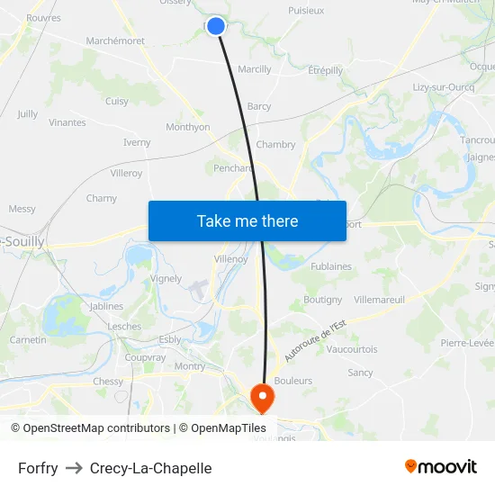 Forfry to Crecy-La-Chapelle map
