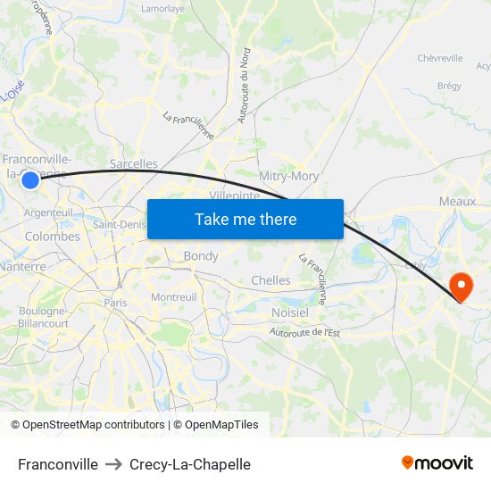 Franconville to Crecy-La-Chapelle map