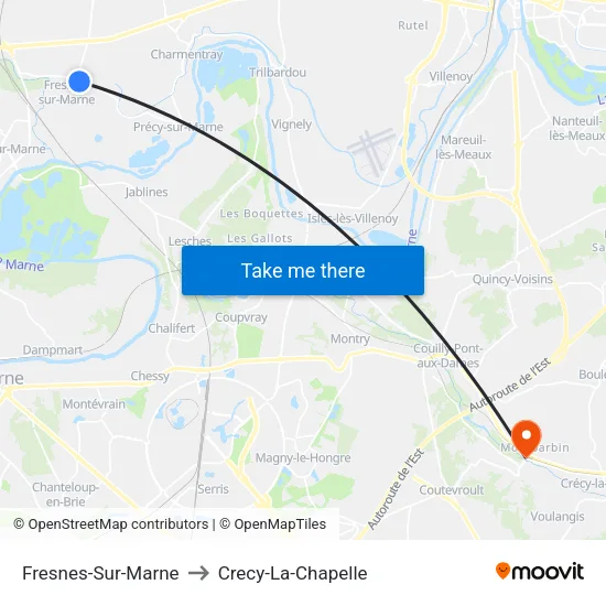 Fresnes-Sur-Marne to Crecy-La-Chapelle map