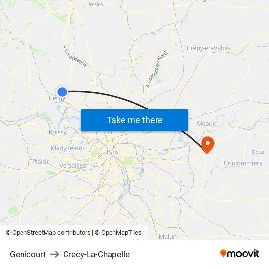 Genicourt to Crecy-La-Chapelle map