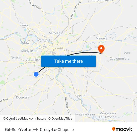 Gif-Sur-Yvette to Crecy-La-Chapelle map