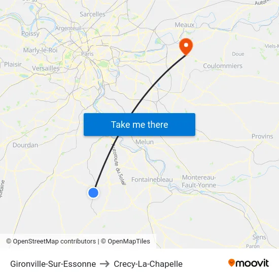 Gironville-Sur-Essonne to Crecy-La-Chapelle map