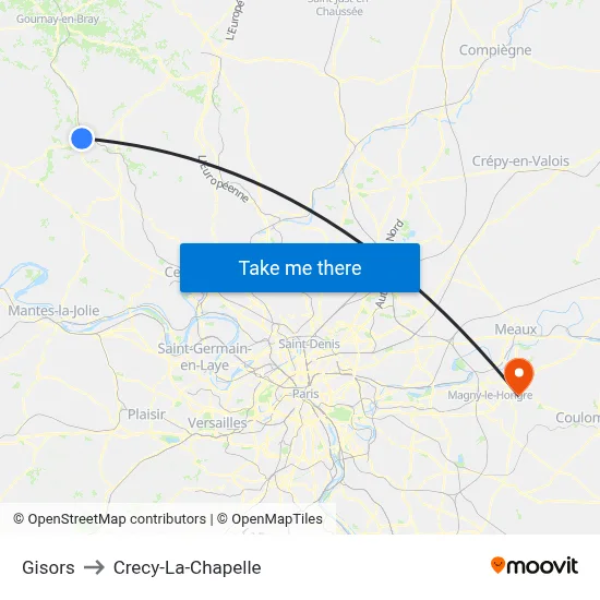 Gisors to Crecy-La-Chapelle map