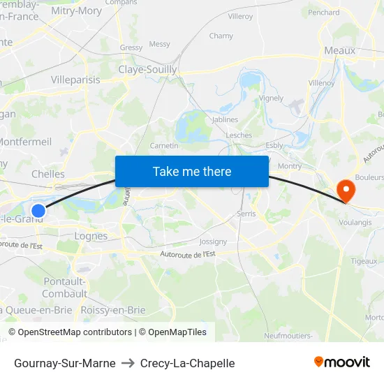 Gournay-Sur-Marne to Crecy-La-Chapelle map