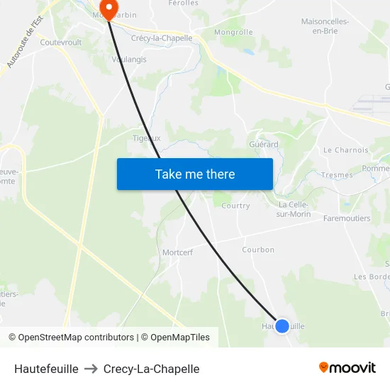 Hautefeuille to Crecy-La-Chapelle map