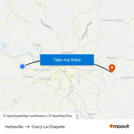 Herbeville to Crecy-La-Chapelle map