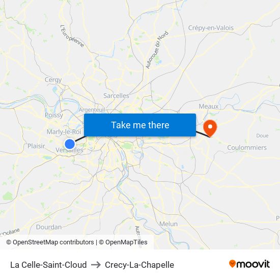 La Celle-Saint-Cloud to Crecy-La-Chapelle map