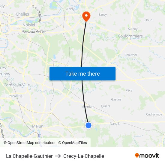 La Chapelle-Gauthier to Crecy-La-Chapelle map