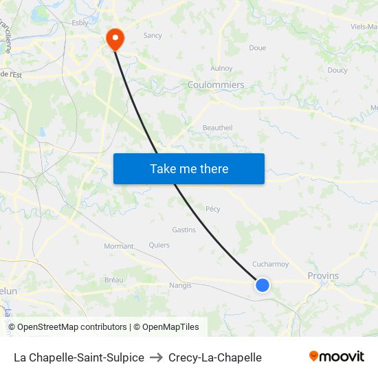 La Chapelle-Saint-Sulpice to Crecy-La-Chapelle map