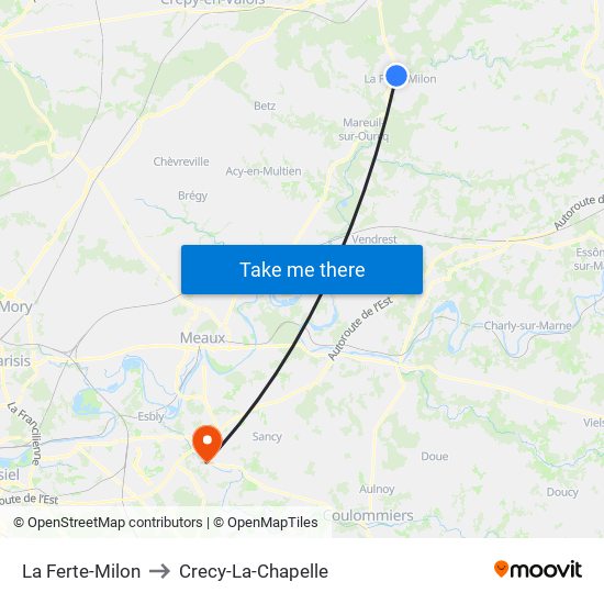 La Ferte-Milon to Crecy-La-Chapelle map
