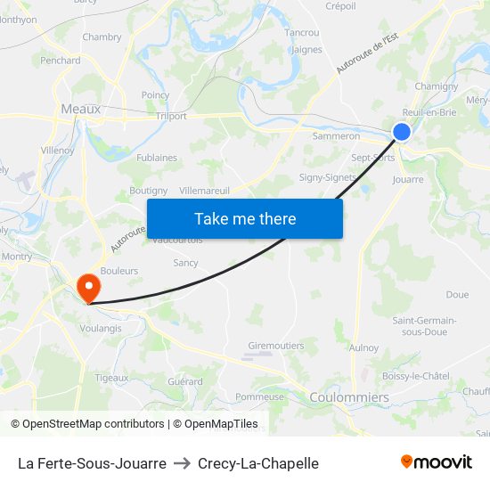 La Ferte-Sous-Jouarre to Crecy-La-Chapelle map