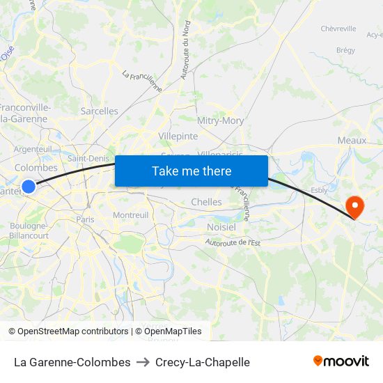 La Garenne-Colombes to Crecy-La-Chapelle map