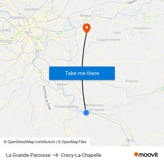 La Grande-Paroisse to Crecy-La-Chapelle map