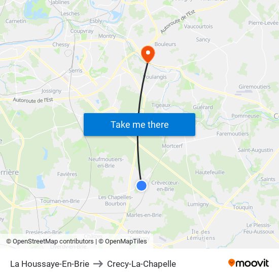 La Houssaye-En-Brie to Crecy-La-Chapelle map