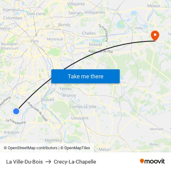 La Ville-Du-Bois to Crecy-La-Chapelle map