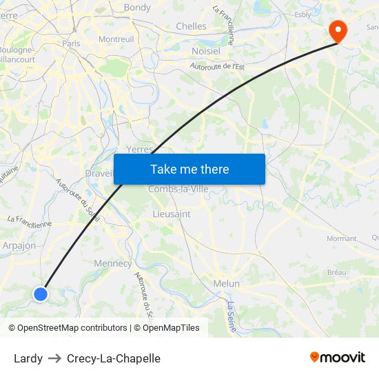 Lardy to Crecy-La-Chapelle map