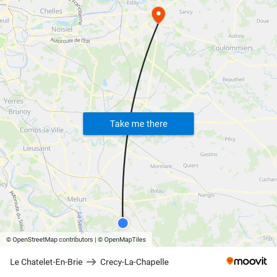 Le Chatelet-En-Brie to Crecy-La-Chapelle map