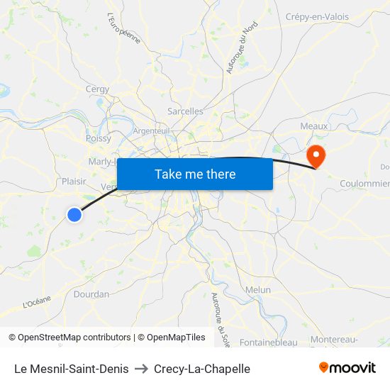 Le Mesnil-Saint-Denis to Crecy-La-Chapelle map