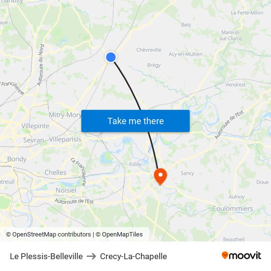 Le Plessis-Belleville to Crecy-La-Chapelle map
