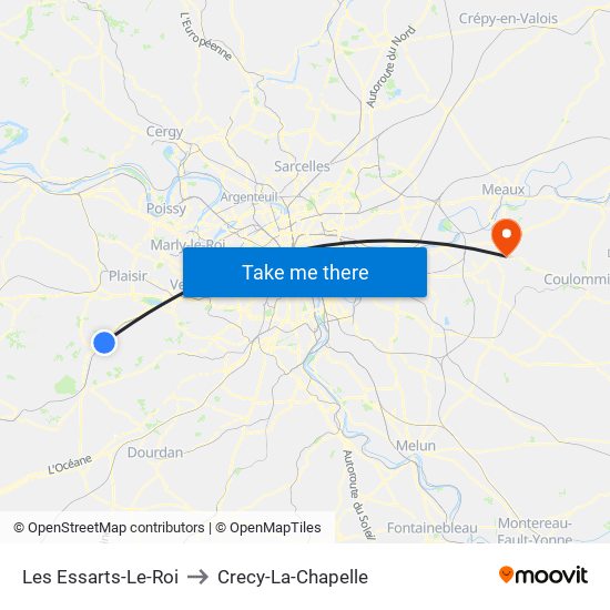 Les Essarts-Le-Roi to Crecy-La-Chapelle map