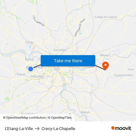 L'Etang-La-Ville to Crecy-La-Chapelle map