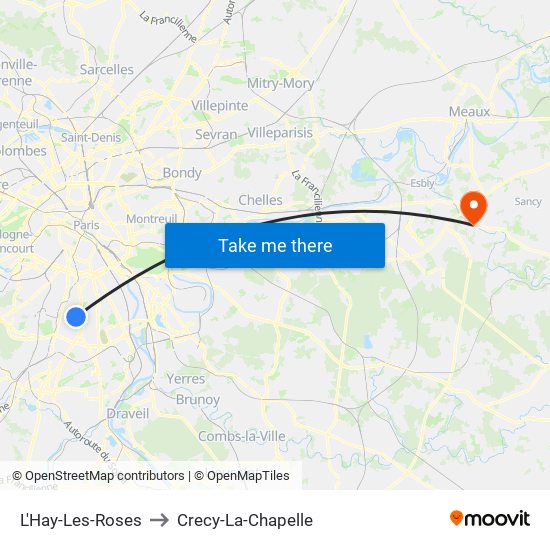 L'Hay-Les-Roses to Crecy-La-Chapelle map